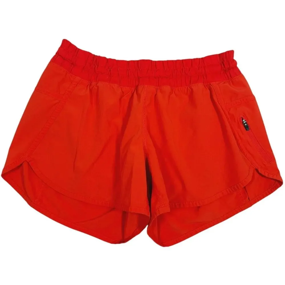 Lululemon Track That Lined Shorts Size 8 Red Orange Running Athletic Gym Sporty